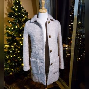 Zara Cream Fuzzy Textured Coat